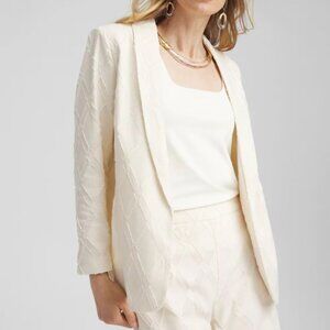 Chico’s Textured Cream Open Front Blazer Jacket Size 2.5 US 14